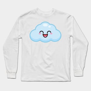 CUTE KAWAII CLOUD ANIME WEATHER KAOMOJI EMOTICON CARTOON Long Sleeve T-Shirt